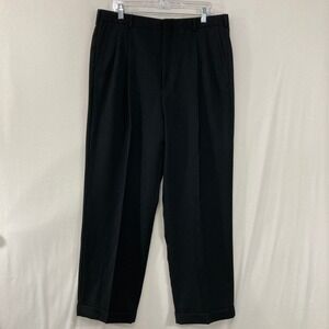 Vintage Brooks Brothers Dress Pants size 38x32 Black Wool Gabardine Pleated USA